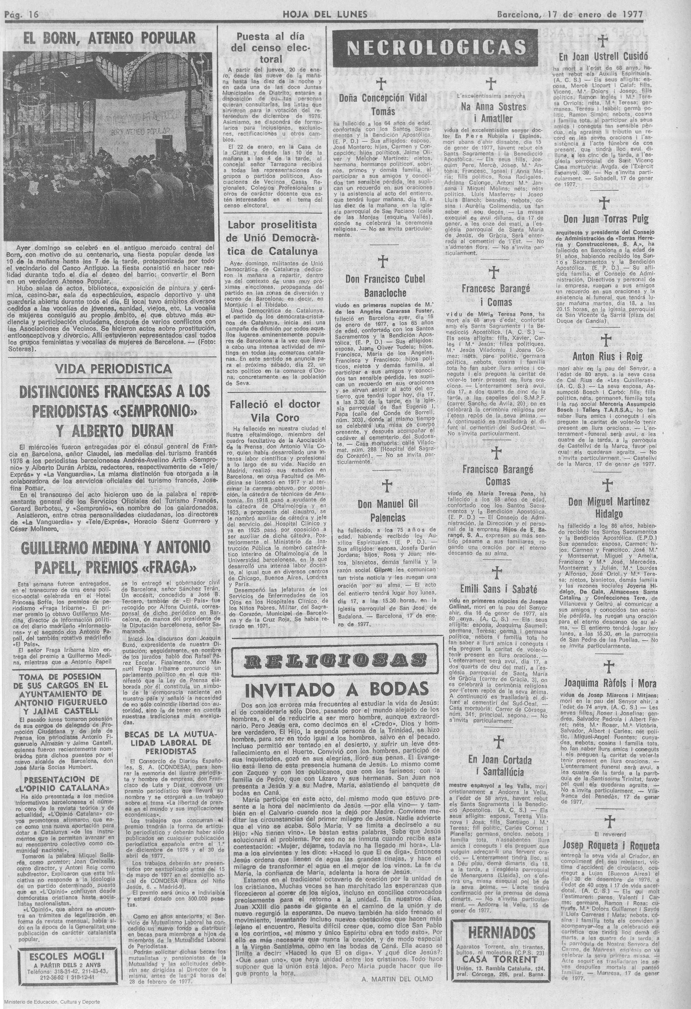 Biblioteca Virtual de Prensa Histórica › Hoja oficial la de Barcelona: Año LI Número...