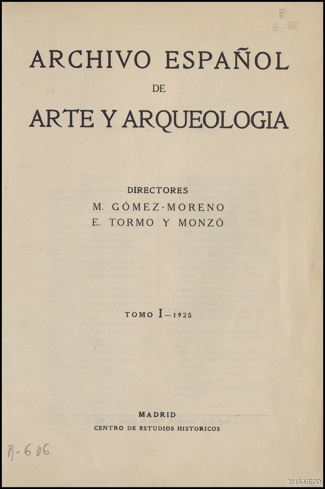 Biblioteca Virtual de Prensa Histórica > Búsqueda › Archivo español de arte  y arqueología: Tomo I, - (1925)...