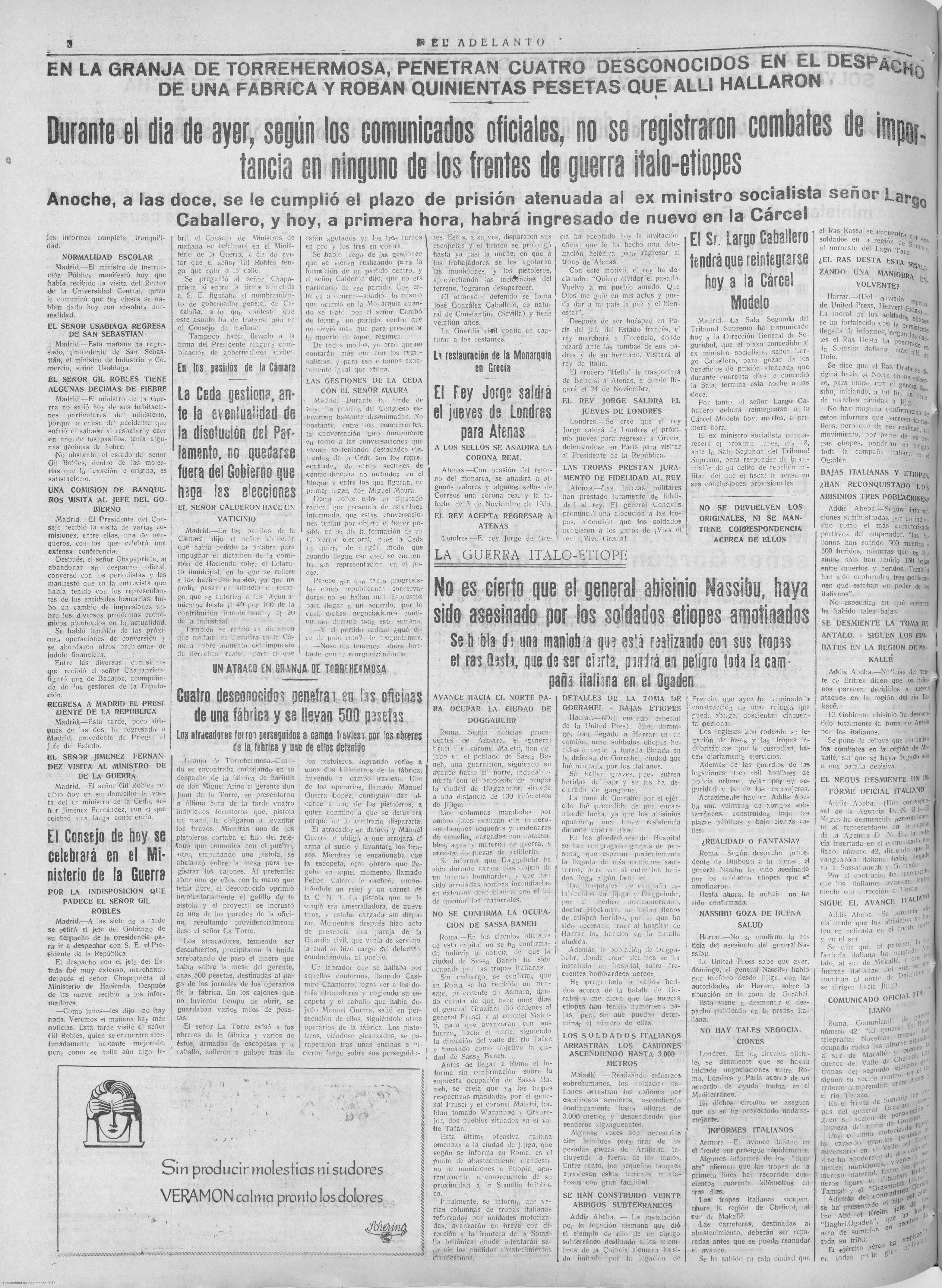 Biblioteca Virtual de Prensa Histórica > Recerca › El Adelanto : Diario  político de Salamanca: Año 51...