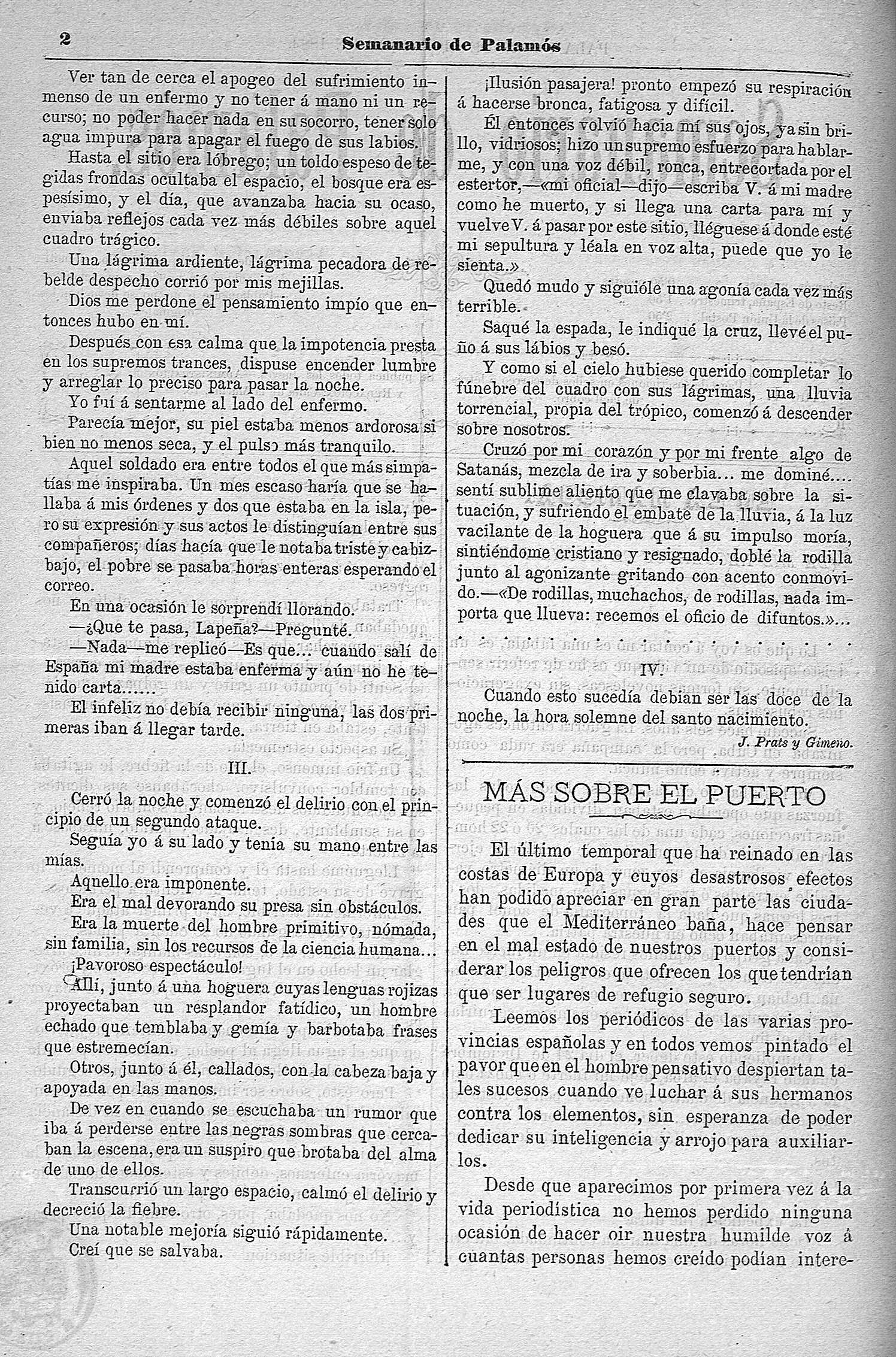 Biblioteca Virtual de Prensa Histórica > Búsqueda › 'Semanario de Palamós'  - Año I Número 12 (20/12/1883)...