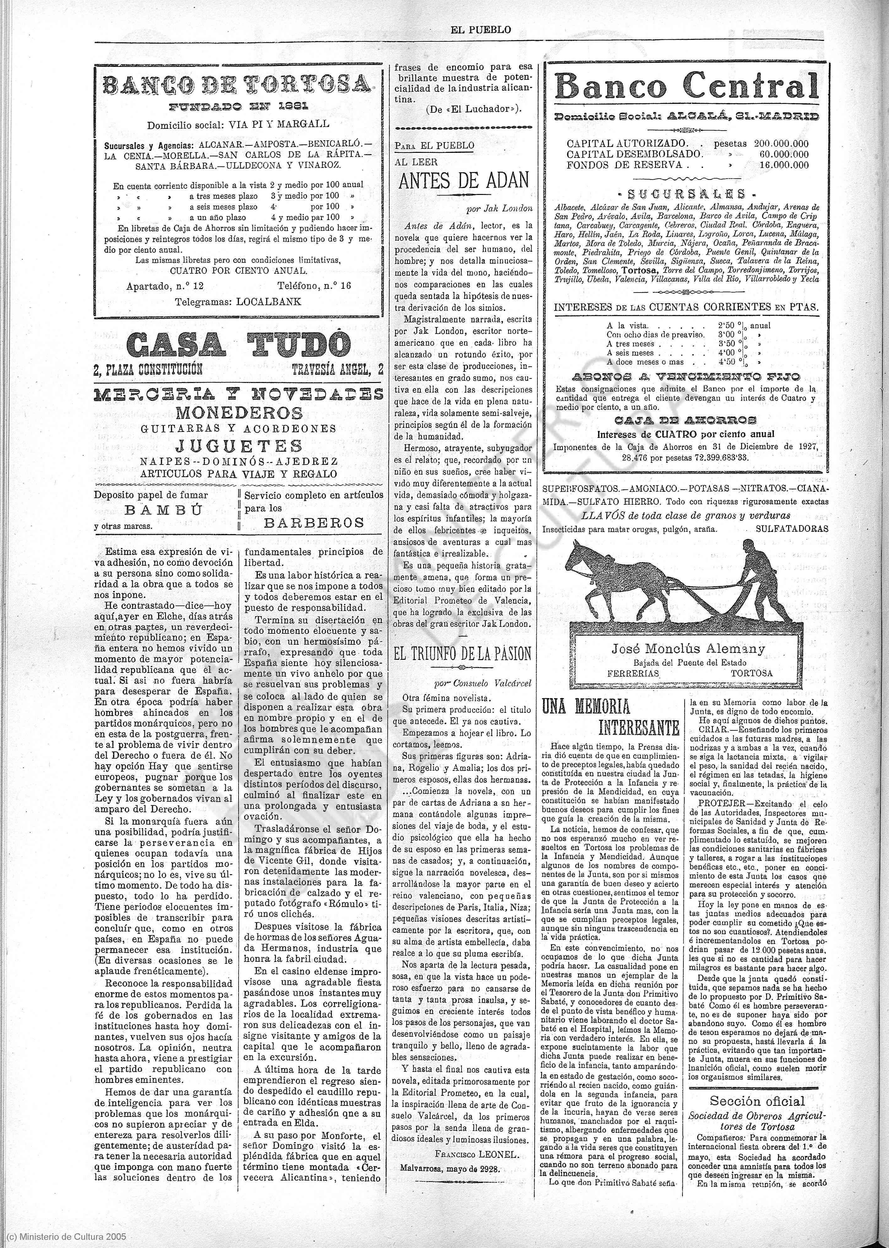 Biblioteca Virtual de Prensa Histórica > Búsqueda › 'El Pueblo : semanario  democrático. Órgano del Partido...